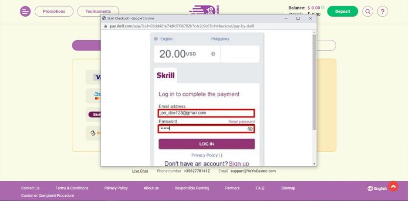 How to deposit money from Skrill to Yoyo casino